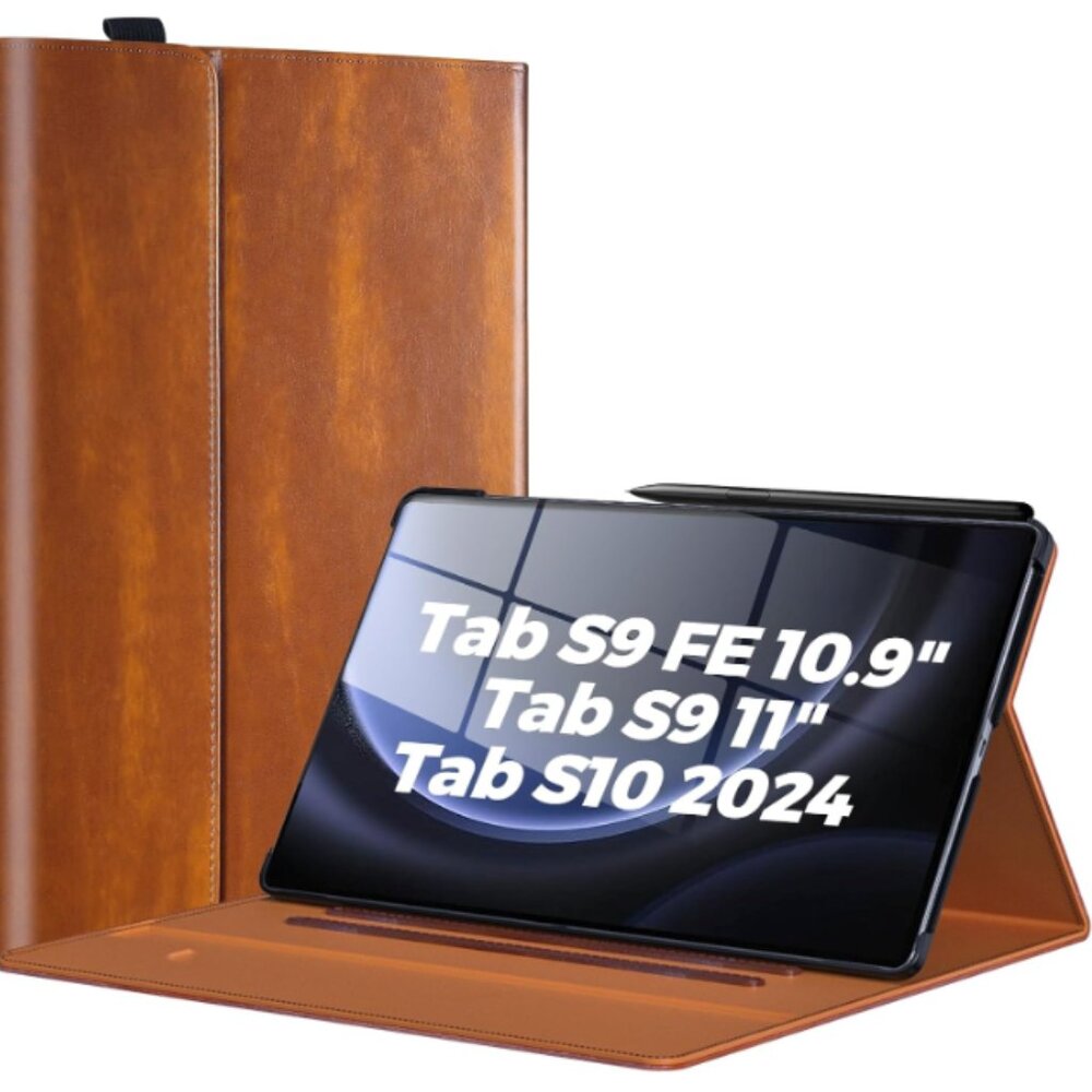 Leather Case for Galaxy Tab S9 FE 10.9", S10 11 inch -Brown